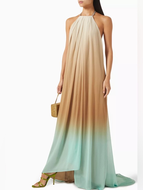 STAUD Dresses & Skirts - STAUD Positano Maxi Dress Caribbean Ombre Chain Strap NWT $595 XL